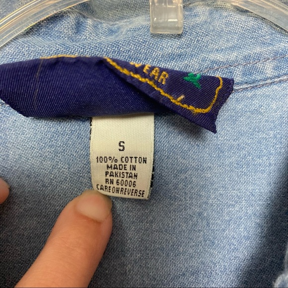 Paradise Point Sportswear Long Sleeve Denim Button Shirt 9/11 Theme 2001 Flawed - Picture 3 of 11